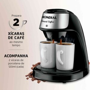 Cafeteira Smart Coffee Preto/Inox mais 2 xícaras - Mondial