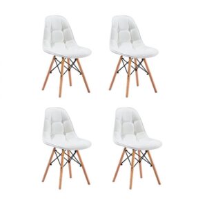 Conjunto com 4 Cadeiras Eames Eiffel Botonê Branco