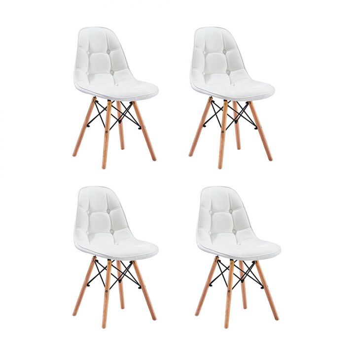 Conjunto com 4 Cadeiras Eames Eiffel Botonê Branco
