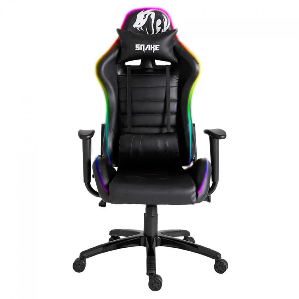 Cadeira Gamer Snake Coral RGB Led Preta - 580