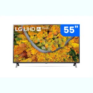 Smart TV 55'' LG 4K LED 55UP7550 WiFi Bluetooth HDR Inteligência Artificial ThinQ Google Alexa e Smart Magic Preta