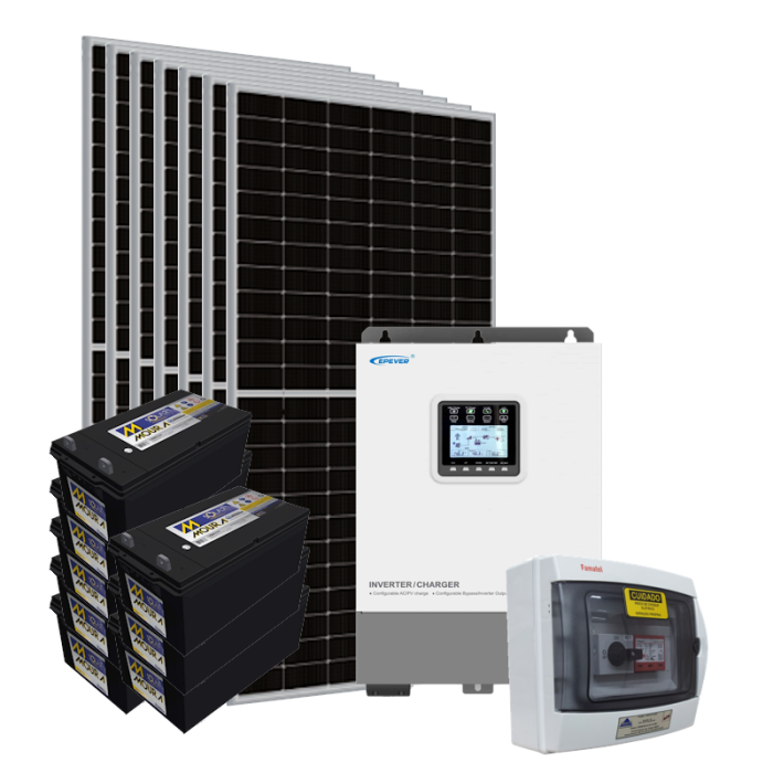 Kit Energia Solar Híbrido Off-Grid UP8042 4,06kWp c/ Bateria de Chumbo
